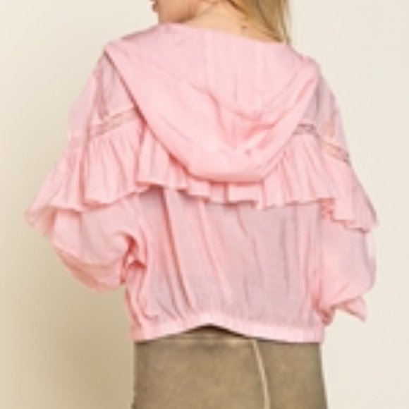 Last One! NWT POL Pink Hooded Light Weight Barbie Workout Jacket S/M/L - Picture 8 of 14